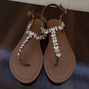 New Look Embellished T-Bar Flat Sandals wide fit